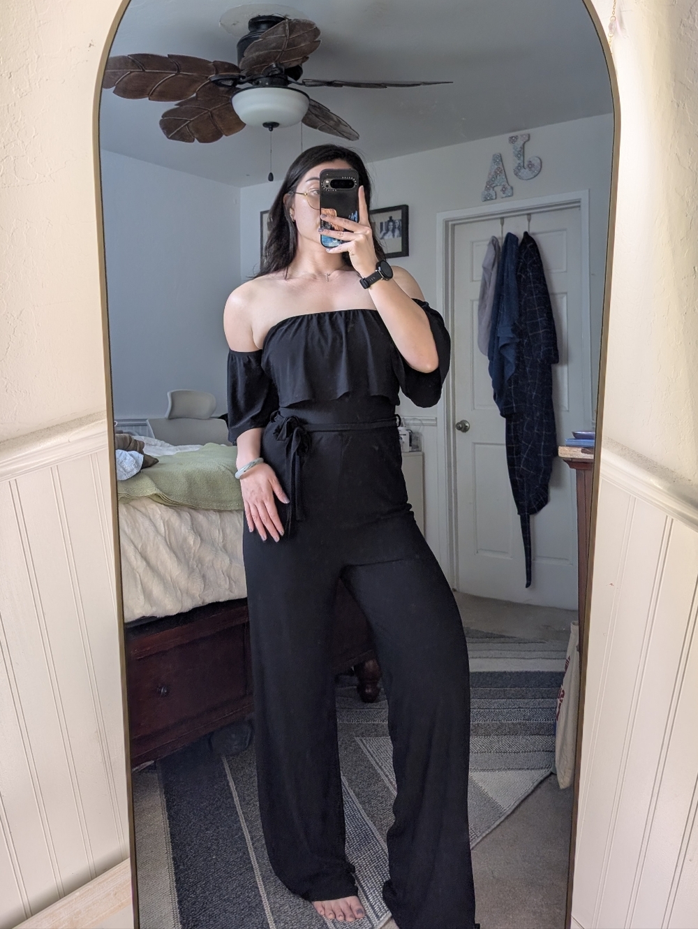 *MOVING SALE* Off-Shoulder Black Jumpsuit with Tie Waist